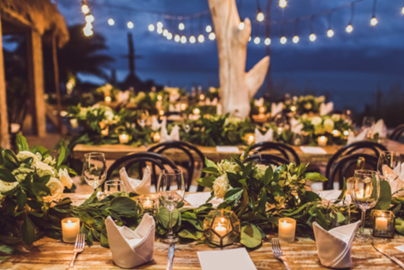 Elegant Table set for dinner outdoors
