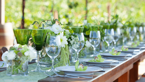 Elegant Table set for lunch outdoors